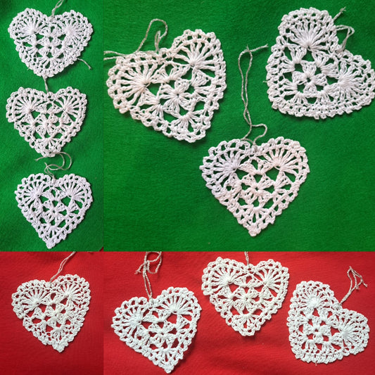 Handmade Crochet Hanging Hearts - 100% Cotton